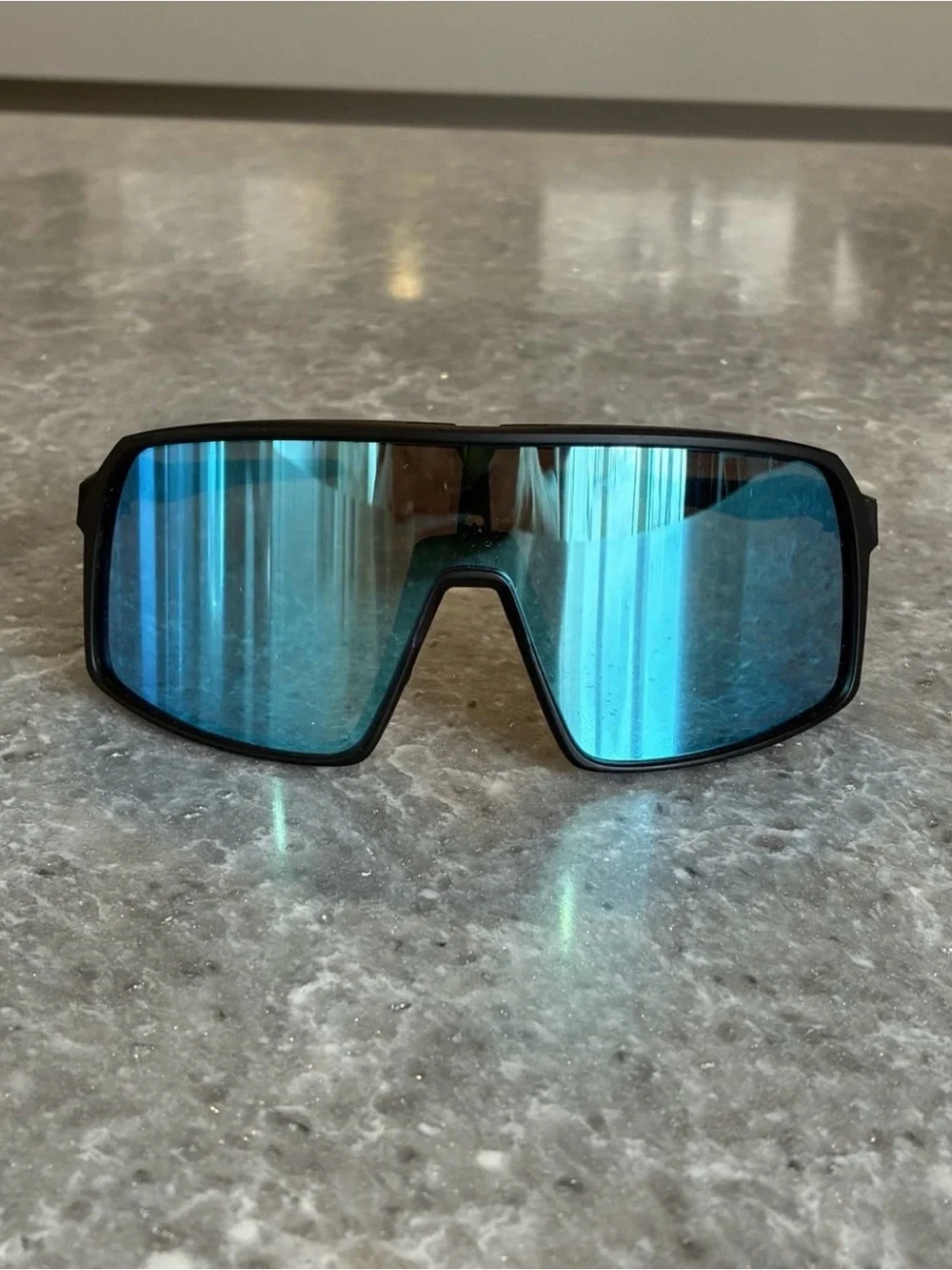 Oakley Shield Sunglasses with Blue Mirrored Lenses